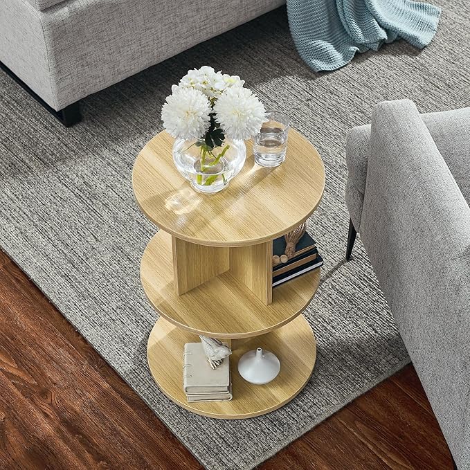 ECYIL Double Layered Independent Storage Rack, Full Circular Color Blocking Bookshelf, Suitable for Home, Office, Living Room, etc (nature) - LeafyLoom