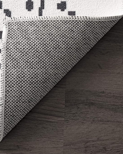 nuLOOM Mila Machine Washable Diamond Trellis Ultra Thin Area Rug, 3' x 5', Ivory - LeafyLoom