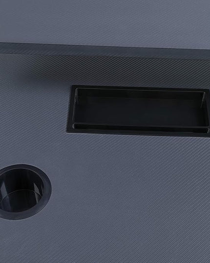 OSP Home Furnishings Reload Gaming Desk with Wireless Charging, USB Power Hub, and Remote Controlled RGB LED Lights, Matte Grey Carbon Fiber - LeafyLoom