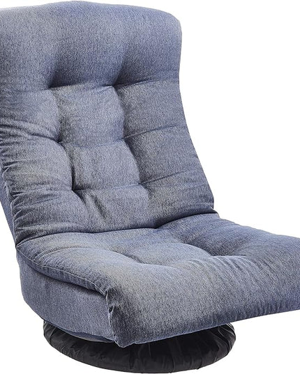 Amazon Basics Swivel Foam Lounge Chair - with Headrest, Adjustable, Denim, Blue, 26.3D x 23.5W x 13.7H in - LeafyLoom