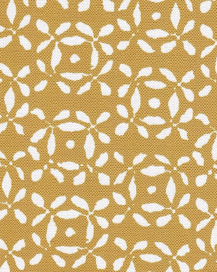 HomePop Upholstered Metal Barstool, Fabric Side Chairs for Dining Room, Kitchen and Living Room - Golden Yellow Print - LeafyLoom