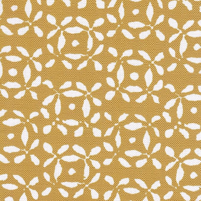HomePop Upholstered Metal Barstool, Fabric Side Chairs for Dining Room, Kitchen and Living Room - Golden Yellow Print - LeafyLoom