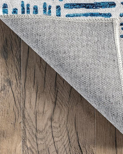 nuLOOM Mitzi Abstract Lines Machine Washable Ultra Thin Area Rug, 8' x 10', Blue - LeafyLoom