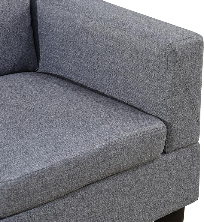 L-Shaped Sectional Couches with 66.5'' Chaise Lounge & Storage Ottoman Modular Room Sofas for Home Office Apartment, Large Living Furniture, 97'' Right Hand Facing, Grey Linen - LeafyLoom