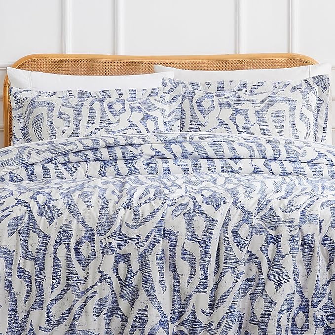 Southshore Fine Living, Inc. Oversized King Comforter Bedding Set, Down Alternative filling, modern Abstract bedding set, King/Cal King Comforter & Matching Shams, Blue Khari - LeafyLoom