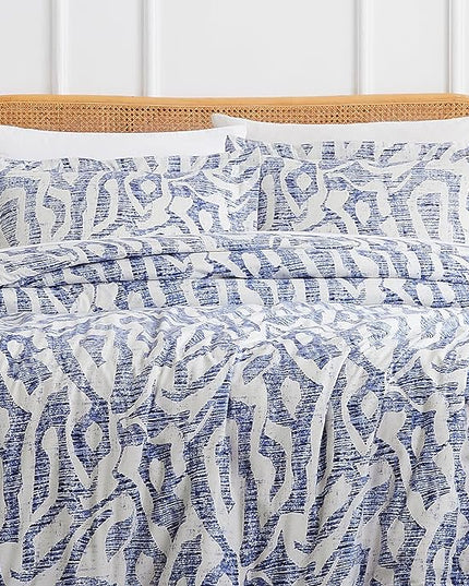 Southshore Fine Living, Inc. Oversized Twin Comforter Bedding Set, Down Alternative Comforter Bedspread, Abstract Print Comforter, Twin or Twin XL Comforter with Matching Sham, Blue Khari - LeafyLoom