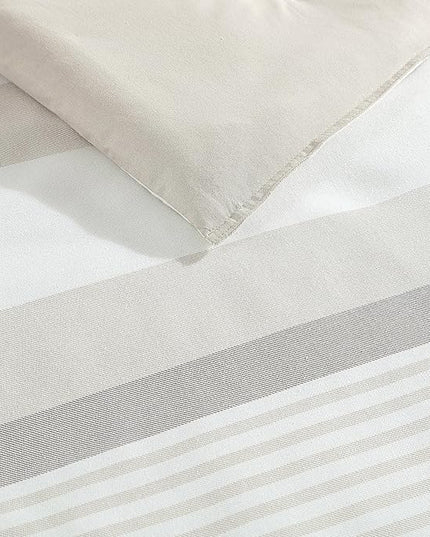 Nautica - King Size Comforter Set, Cotton Reversible Bedding with Matching Shams, Ideal Home Decor for All Seasons (Saybrook Beige, King) - LeafyLoom