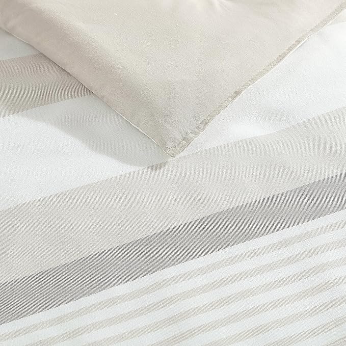 Nautica - King Size Comforter Set, Cotton Reversible Bedding with Matching Shams, Ideal Home Decor for All Seasons (Saybrook Beige, King) - LeafyLoom