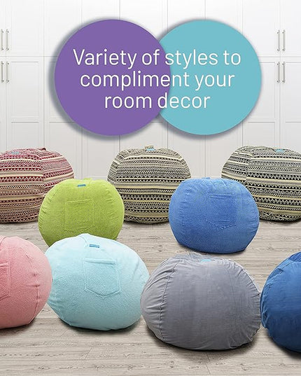 EMMandSOPHIE Kids Bean Bag Chair - Bean Bag Chair Kids- Toddler Bean Bag Chair- Bean Bag Stuffed Animal Storage -Bean Bag Chairs for Kids -Stuffed Animal Bean Bag Storage - Kid Bean Bag Chair - LeafyLoom