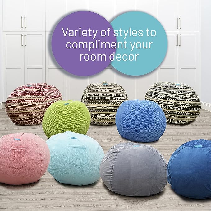 EMMandSOPHIE Kids Bean Bag Chair - Bean Bag Chair Kids- Toddler Bean Bag Chair- Bean Bag Stuffed Animal Storage -Bean Bag Chairs for Kids -Stuffed Animal Bean Bag Storage - Kid Bean Bag Chair - LeafyLoom