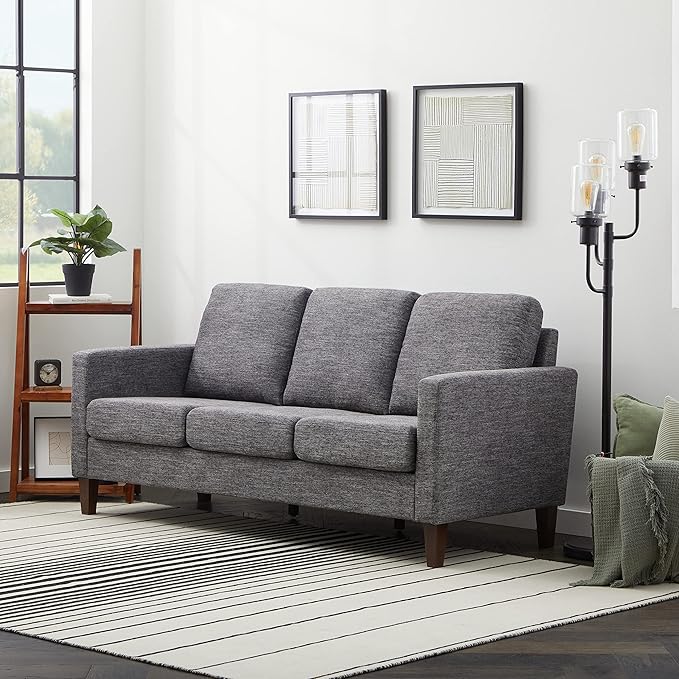 Edenbrook Archer Upholstered Couch – Couches for Living Room - Charcoal Upholstered Couch - Living Room Furniture - Small Couch - Seats Three - Straight Arm Modern Couch, Sofa, Charcoal - LeafyLoom