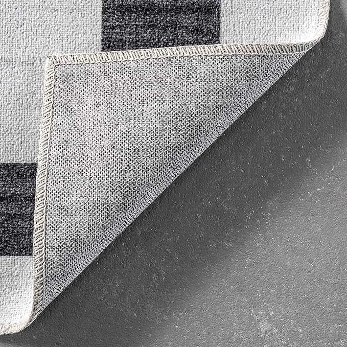 nuLOOM Sharri Modern Striped Machine Washable Ultra Thin Area Rug, 4' x 6', Grey - LeafyLoom