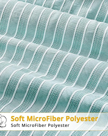 ENCOFT Comforter Queen Size, 3 Piece Textured Seafoam Green Comforter for Queen Size Bed, Soft Microfiber Lightweight White Striped Boho Comforter Set Queen, 90"x90" - LeafyLoom