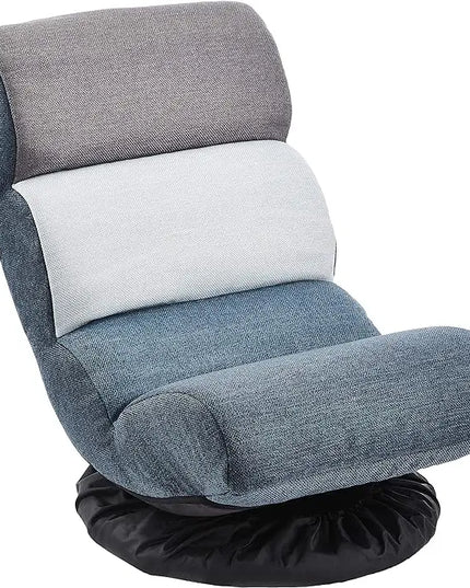 Amazon Basics Swivel Compact Adjustable Foam Floor Chair, Blue, White, Grey, 24.1"D x 16.3"W x 21.7"H - LeafyLoom