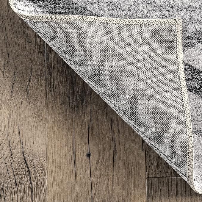 nuLOOM Trellis Stripes Machine Washable Ultra Thin Area Rug, 5' x 8', Light Grey - LeafyLoom