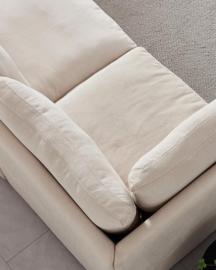 U Shaped Down Filled Oversized Cloud Couch with Double Chaise, Deep Seat Free Combination Convertible Corner Sectional Sofa Bed with Detachable Backrest and Wooden Legs for Living Room Office - LeafyLoom