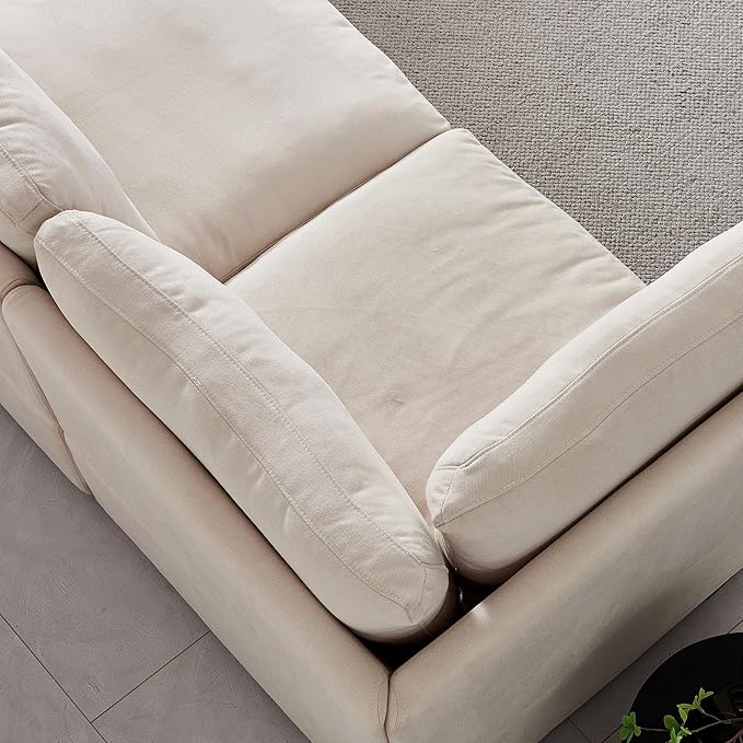 U Shaped Down Filled Oversized Cloud Couch with Double Chaise, Deep Seat Free Combination Convertible Corner Sectional Sofa Bed with Detachable Backrest and Wooden Legs for Living Room Office - LeafyLoom