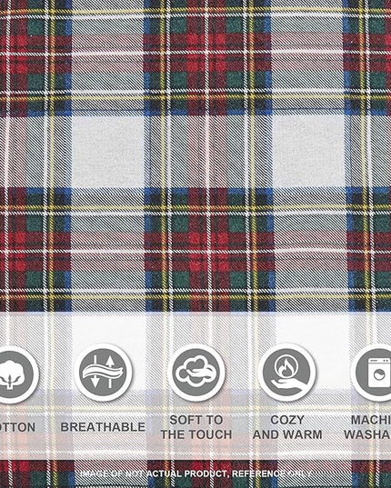 Comfort Spaces Cotton Flannel Breathable Warm Deep Pocket Sheets With Pillow Case Bedding, Twin, Scottish Plaid Red, 3 Piece - LeafyLoom