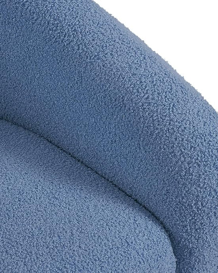 Yaheetech Accent Barrel Chair, Boucle Fabric Club Chair, Furry Sherpa Elegant Armchair with Cozy Soft Padded, Suitable for Living Room Bedroom Reception Room Office, Blue - LeafyLoom