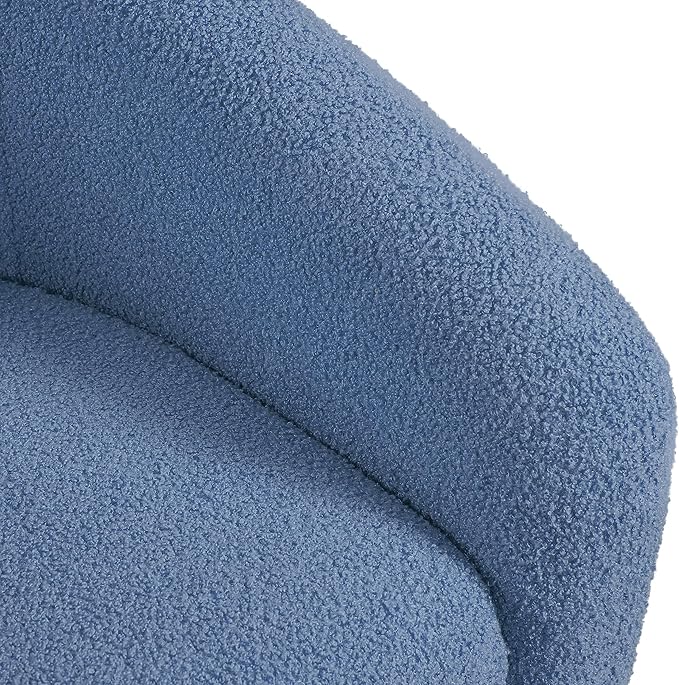Yaheetech Accent Barrel Chair, Boucle Fabric Club Chair, Furry Sherpa Elegant Armchair with Cozy Soft Padded, Suitable for Living Room Bedroom Reception Room Office, Blue - LeafyLoom