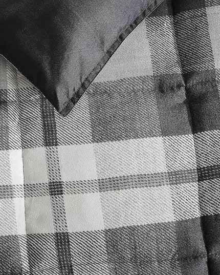 Nautica- Twin XL Comforter Set, Reversible Microsuede Bedding with Matching Sham(s), Casual Home Decor (Crossview Plaid Charcoal, Twin XL) - LeafyLoom