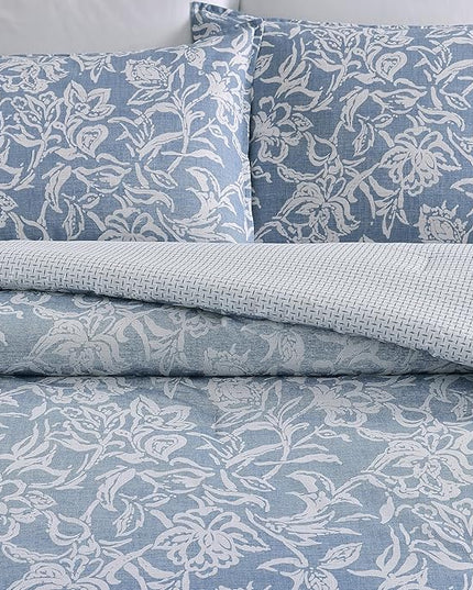 Nautica- King Comforter Set, Cotton Reversible Bedding Set, All Season Designer Home Décor (Tortola Blue, King) - LeafyLoom