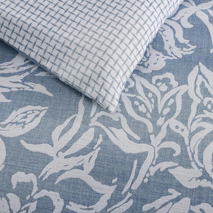Nautica- Queen Comforter Set, Cotton Reversible Bedding Set, All Season Designer Home Décor (Tortola Blue, Queen) - LeafyLoom