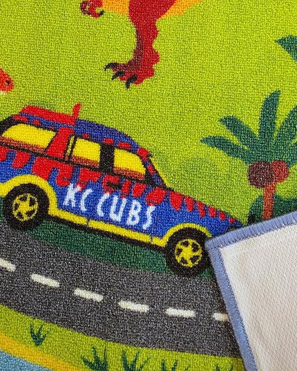 KC Cubs Playtime Collection Dinosaur Dino Safari Road Map Educational Learning & Game Area Rug Carpet for Kids and Children Bedrooms and Playroom (8'2" x 9'10") - LeafyLoom