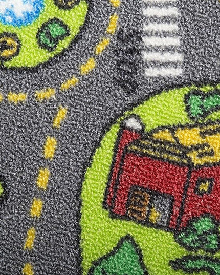 Kids Carpet City Play Mat - Play, Learn & Have Fun Safely - For Cars & Toys, 60" x 32" Large - LeafyLoom
