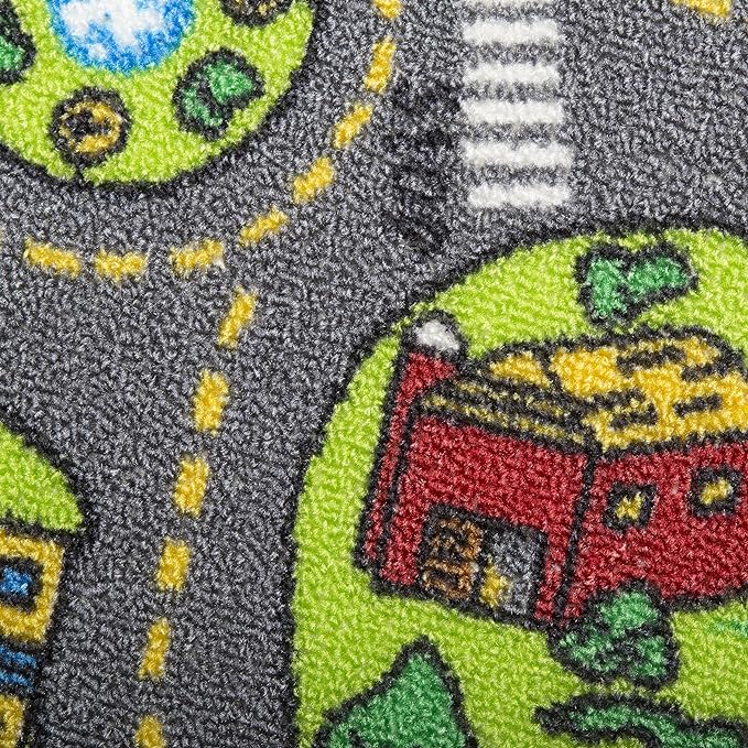 Kids Carpet City Play Mat - Play, Learn & Have Fun Safely - For Cars & Toys, 60" x 32" Large - LeafyLoom