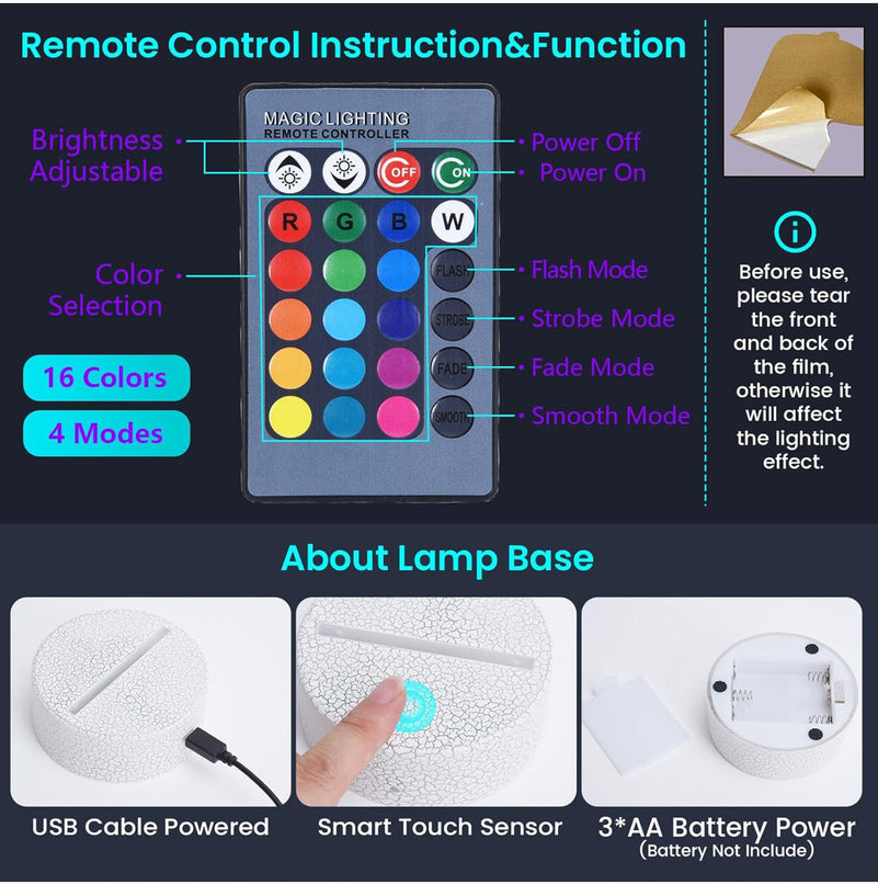Baseball Gifts for Boys Men Baseball Lamp Bedroom Baseball Decor with 7 Colors Changing Touch & Remote Control 3D Baseball Night Light Kids Christmas Birthday Gifts ZOKEA