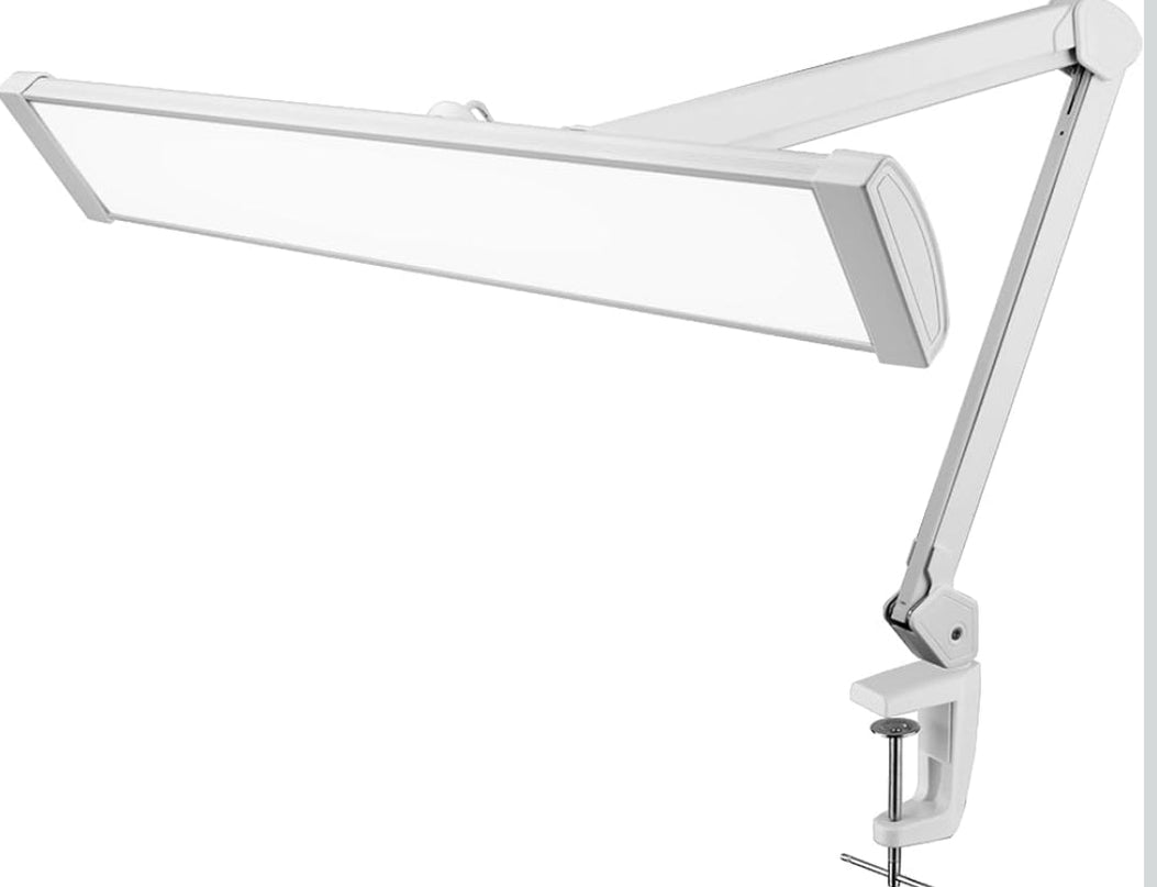 Super Bright 2,300 Lumens Powerful Professional Eye Care LED Desk Lamp, Brightness & Color Temperature Adjustable, Task Light for Home, beauty, Crafting, Office, Workbench (CCT, Dimmable, Silver) LeafyLoom