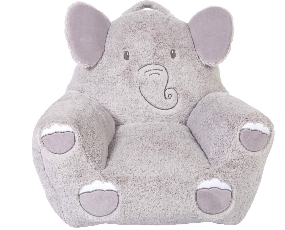 Trend Lab Elephant Toddler Chair Plush Character Kids Chair Comfy Furniture Pillow Chair for Boys and Girls, 21 x 19 x 19 inches TrendLab