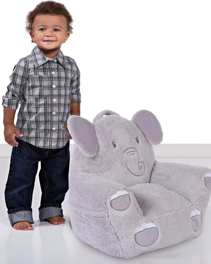 Trend Lab Elephant Toddler Chair Plush Character Kids Chair Comfy Furniture Pillow Chair for Boys and Girls, 21 x 19 x 19 inches TrendLab