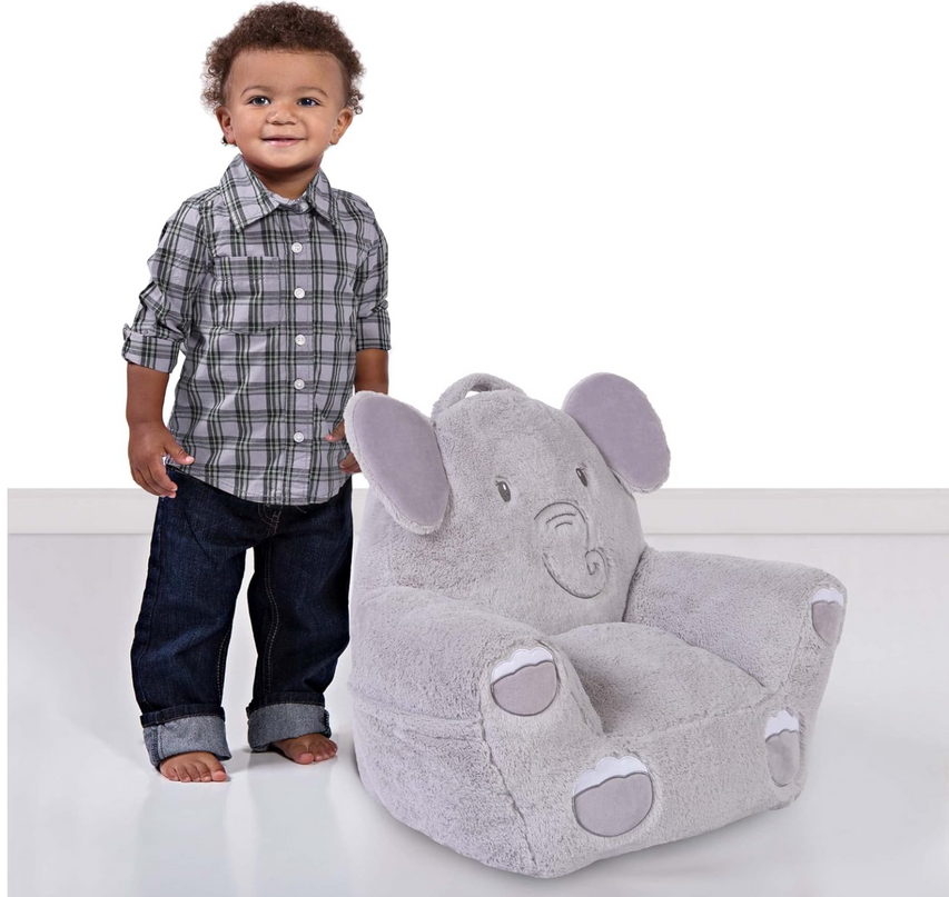Trend Lab Elephant Toddler Chair Plush Character Kids Chair Comfy Furniture Pillow Chair for Boys and Girls, 21 x 19 x 19 inches TrendLab