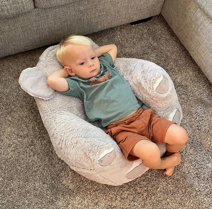 Trend Lab Elephant Toddler Chair Plush Character Kids Chair Comfy Furniture Pillow Chair for Boys and Girls, 21 x 19 x 19 inches TrendLab