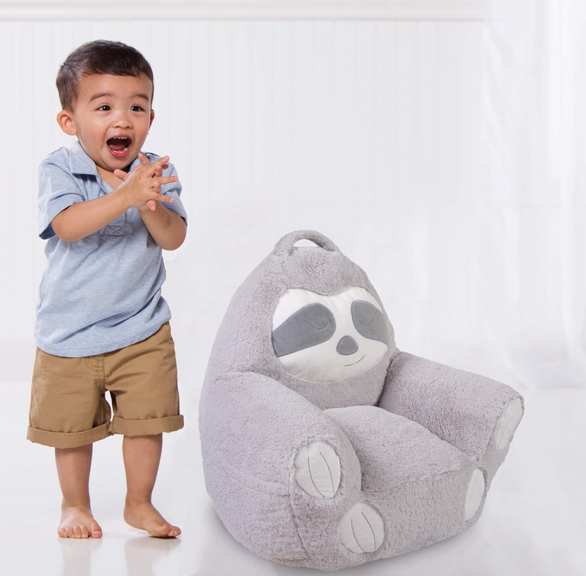 Trend Lab Sloth Toddler Chair Plush Character Kids Chair Comfy Furniture Pillow Chair for Boys and Girls, 21 x 19 x 19 inches TrendLab