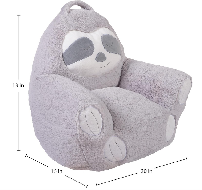 Trend Lab Sloth Toddler Chair Plush Character Kids Chair Comfy Furniture Pillow Chair for Boys and Girls, 21 x 19 x 19 inches TrendLab