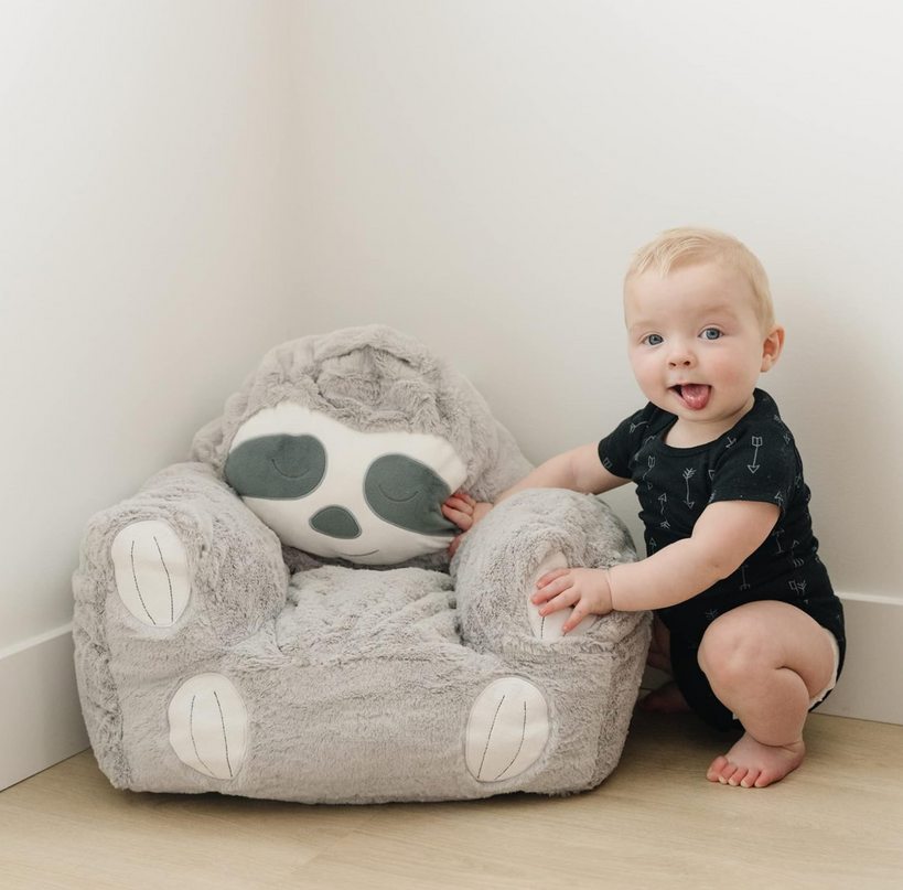 Trend Lab Sloth Toddler Chair Plush Character Kids Chair Comfy Furniture Pillow Chair for Boys and Girls, 21 x 19 x 19 inches TrendLab